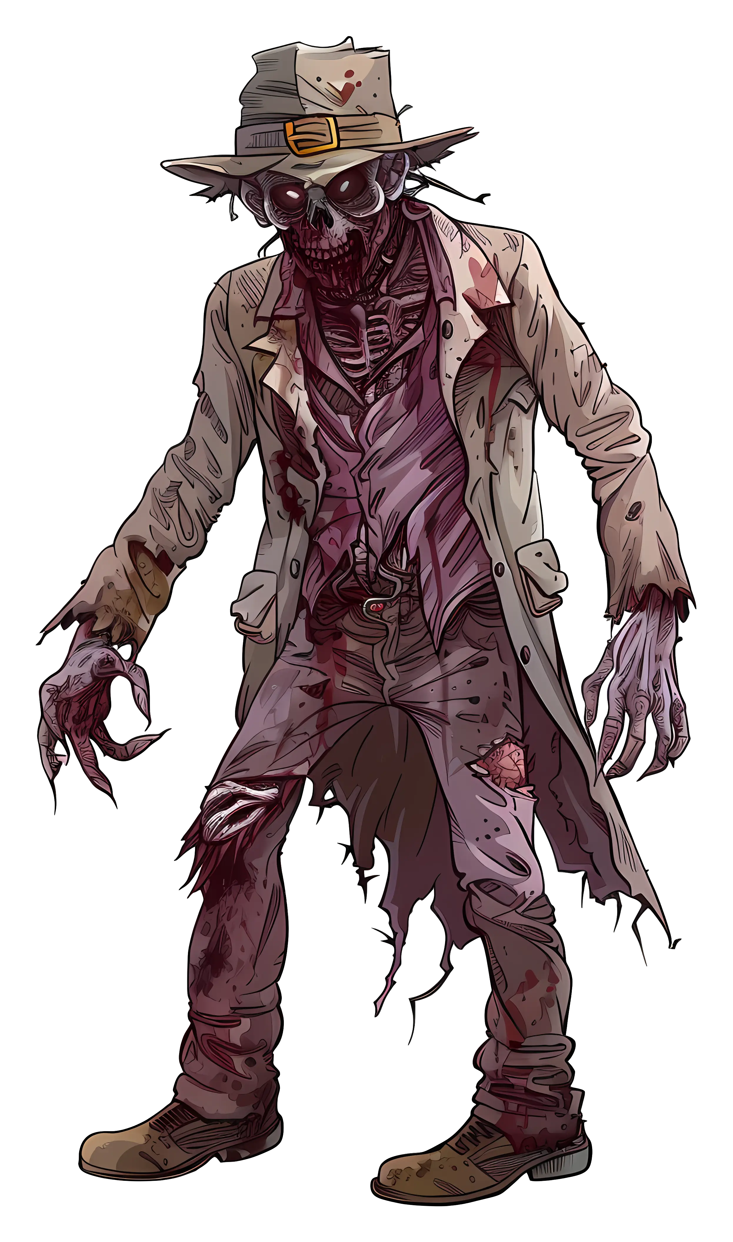 Zombie in Trench Coat and Hat