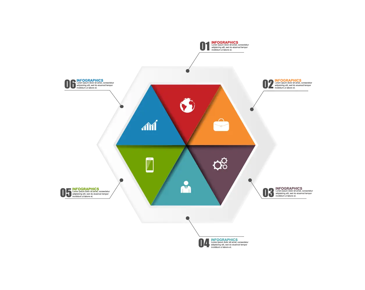 Hexagonal Infographic with Sections