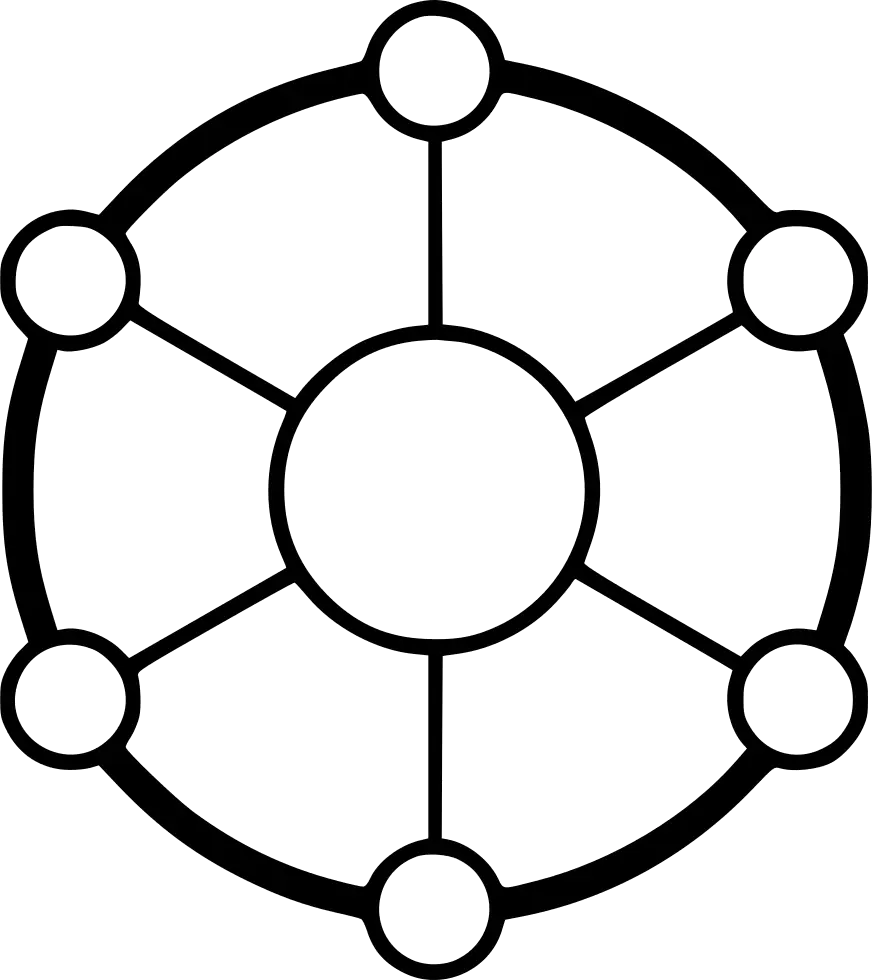Network Diagram with Nodes in Black and White Style