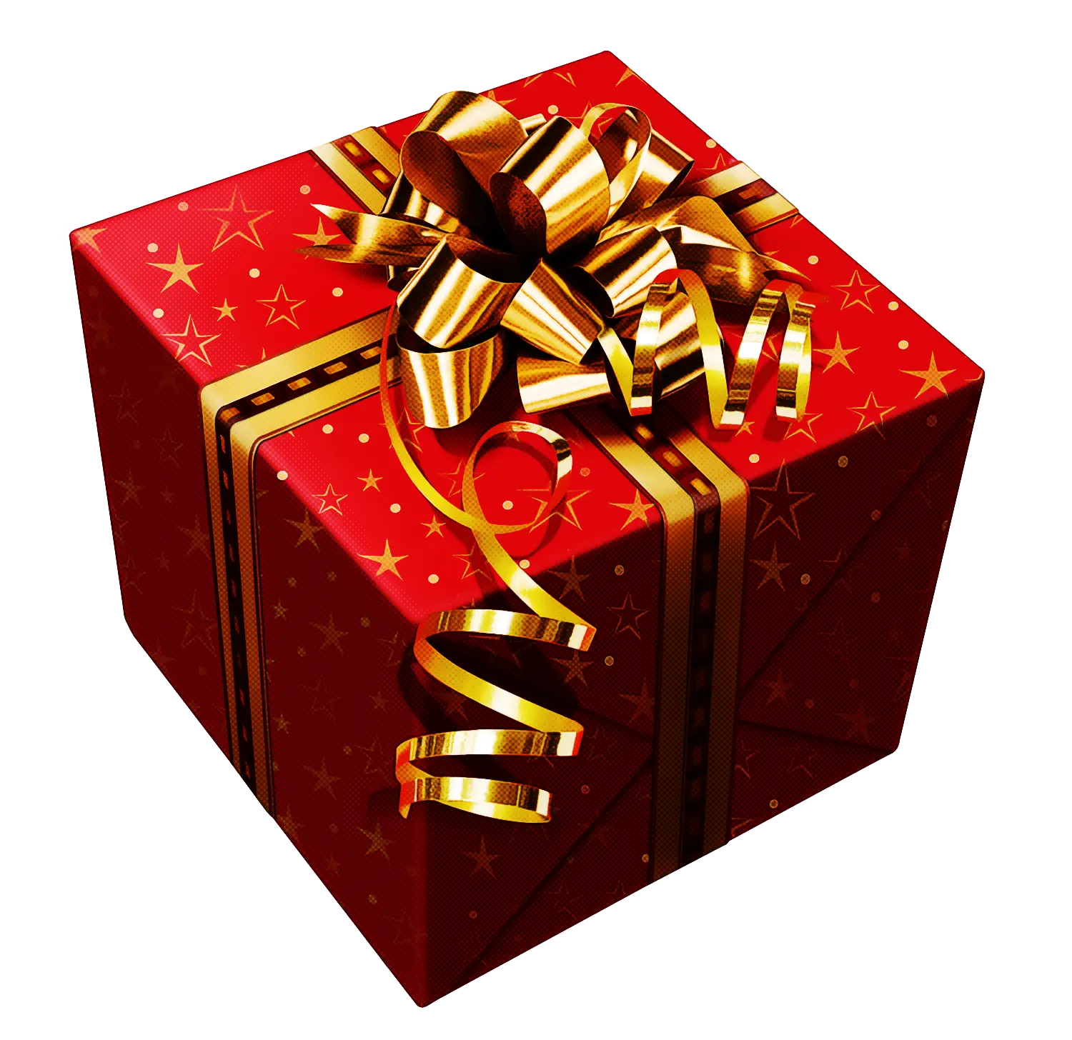 Red Gift Box with Golden Ribbon
