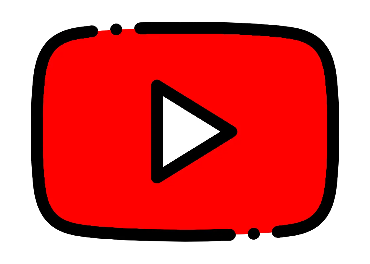 Hand-Drawn YouTube Logo with Red Background