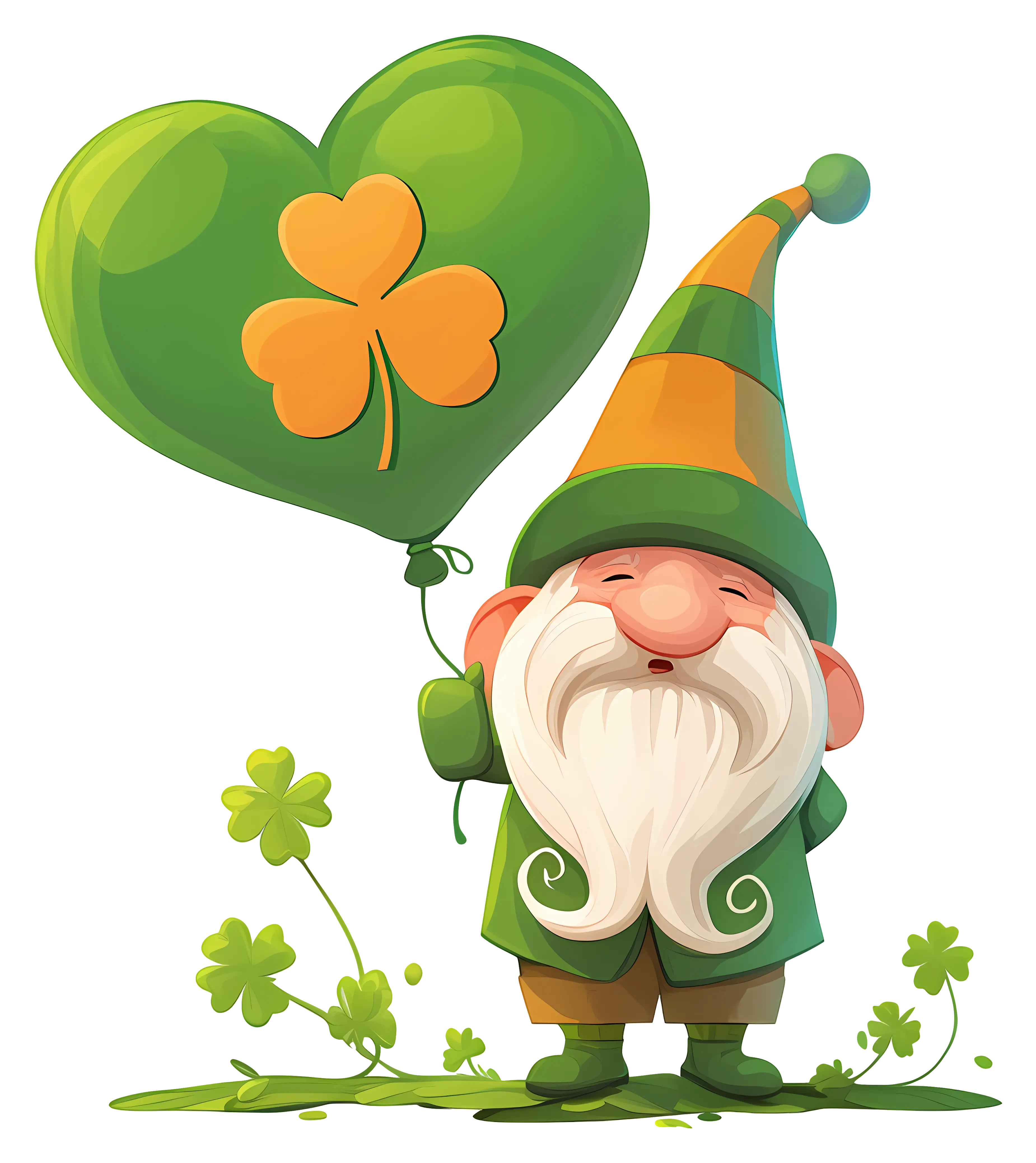 Gnome Holding Heart Balloons