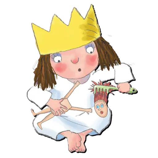Cartoon Girl with Crown and Doll