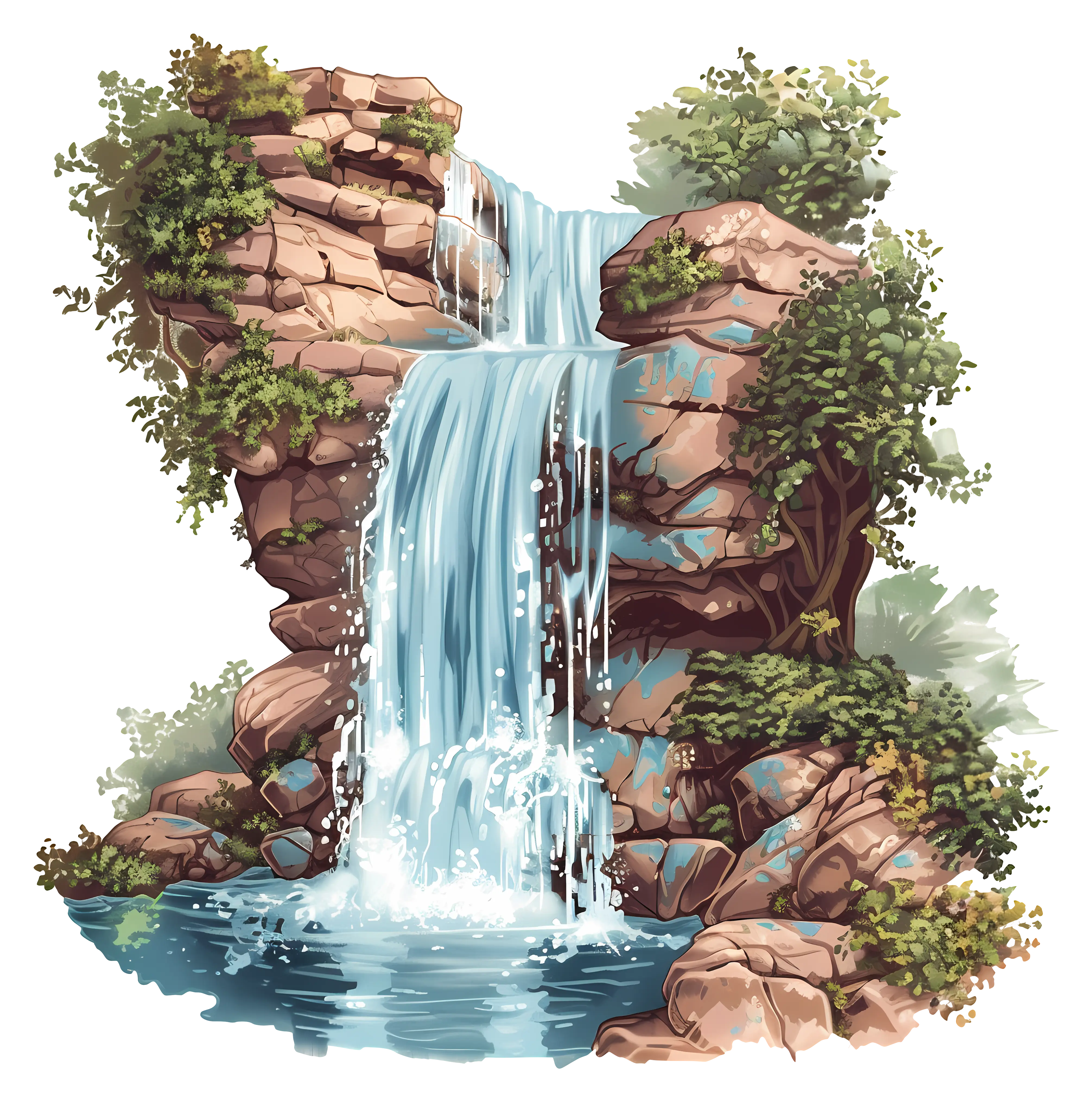 Beautiful Waterfall Cascading Over Rocky Landscape