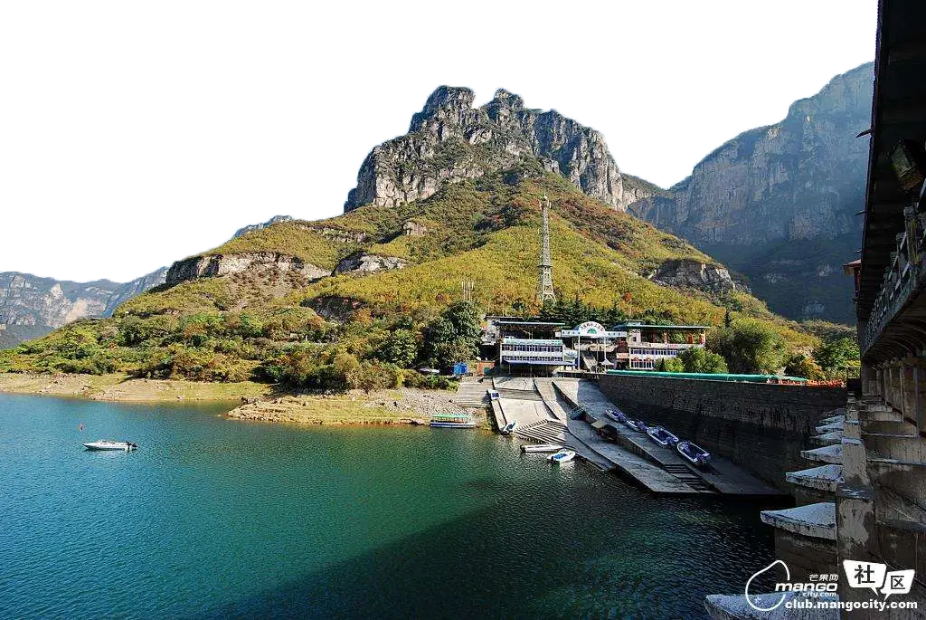 Mountain Landscape with Lake and Buildings