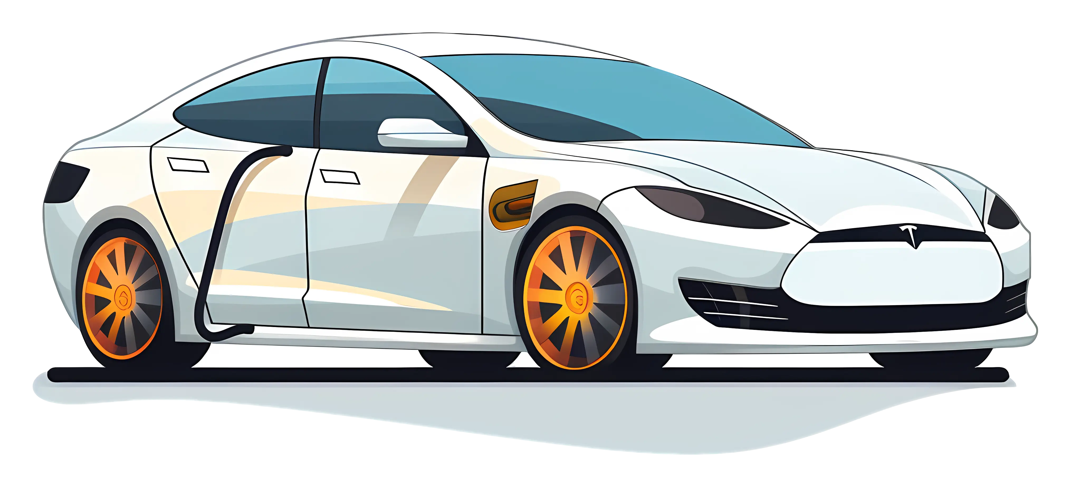 Modern Electric Car Illustration with Charging Port