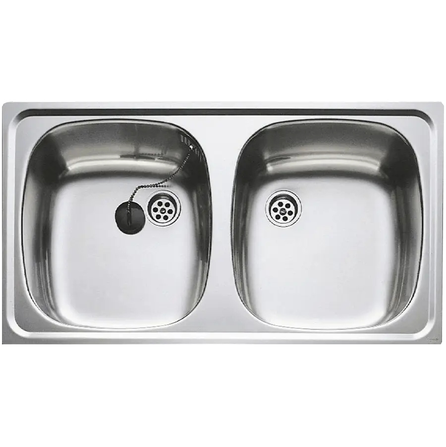 Double stainless steel sink for modern kitchens