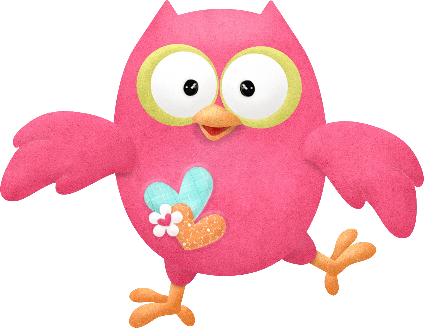 Cute Pink Owl with Heart Patch