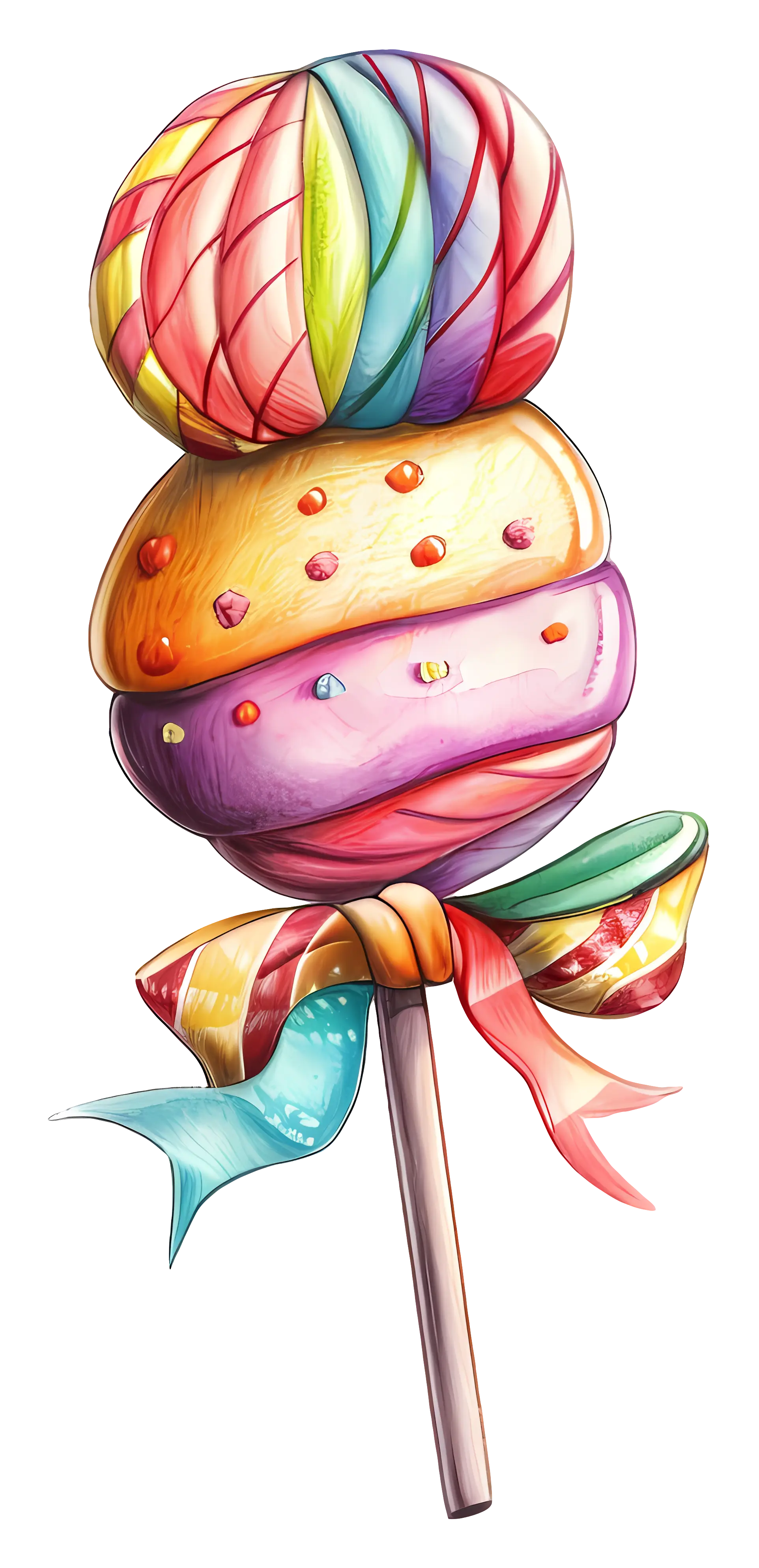 Colorful Lollipop with Ribbon