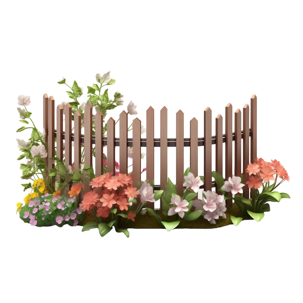 Wooden Fence Surrounded by Flowers