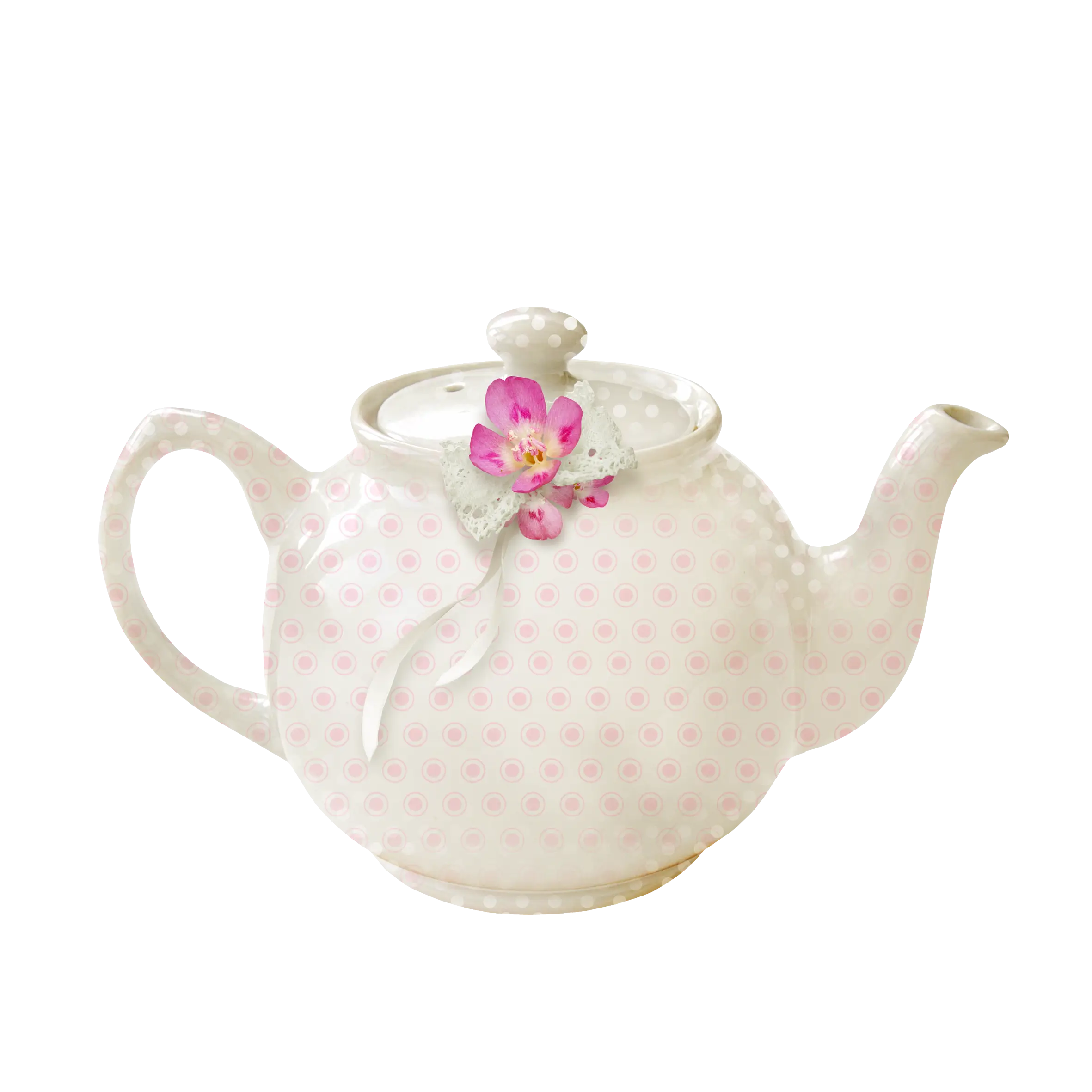 White Floral Teapot