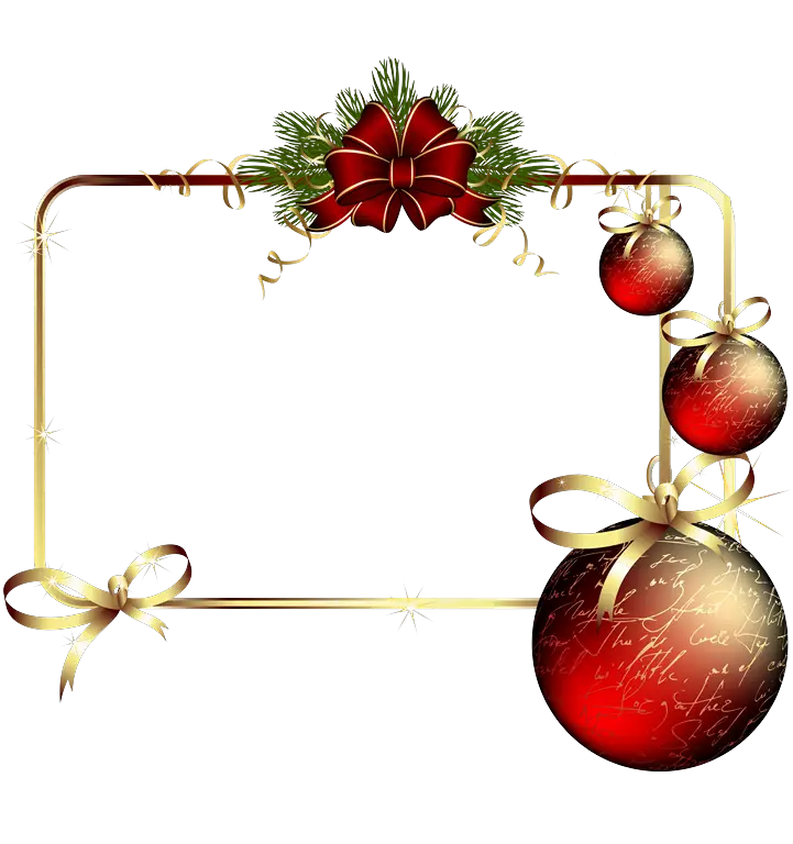 Decorative Christmas Frame with Red Ornaments