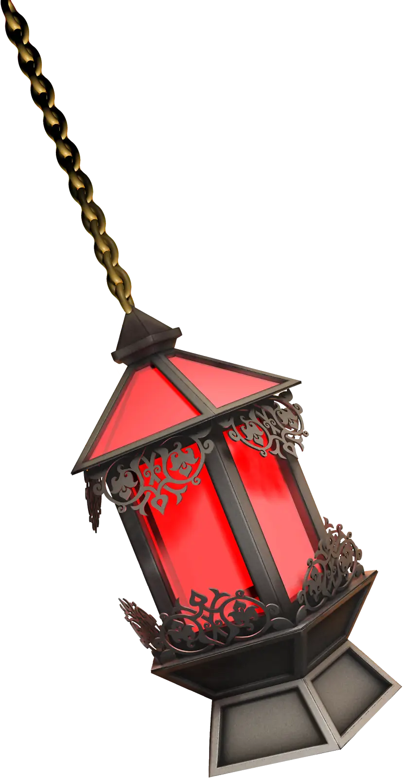 Red Hanging Lantern with Chain