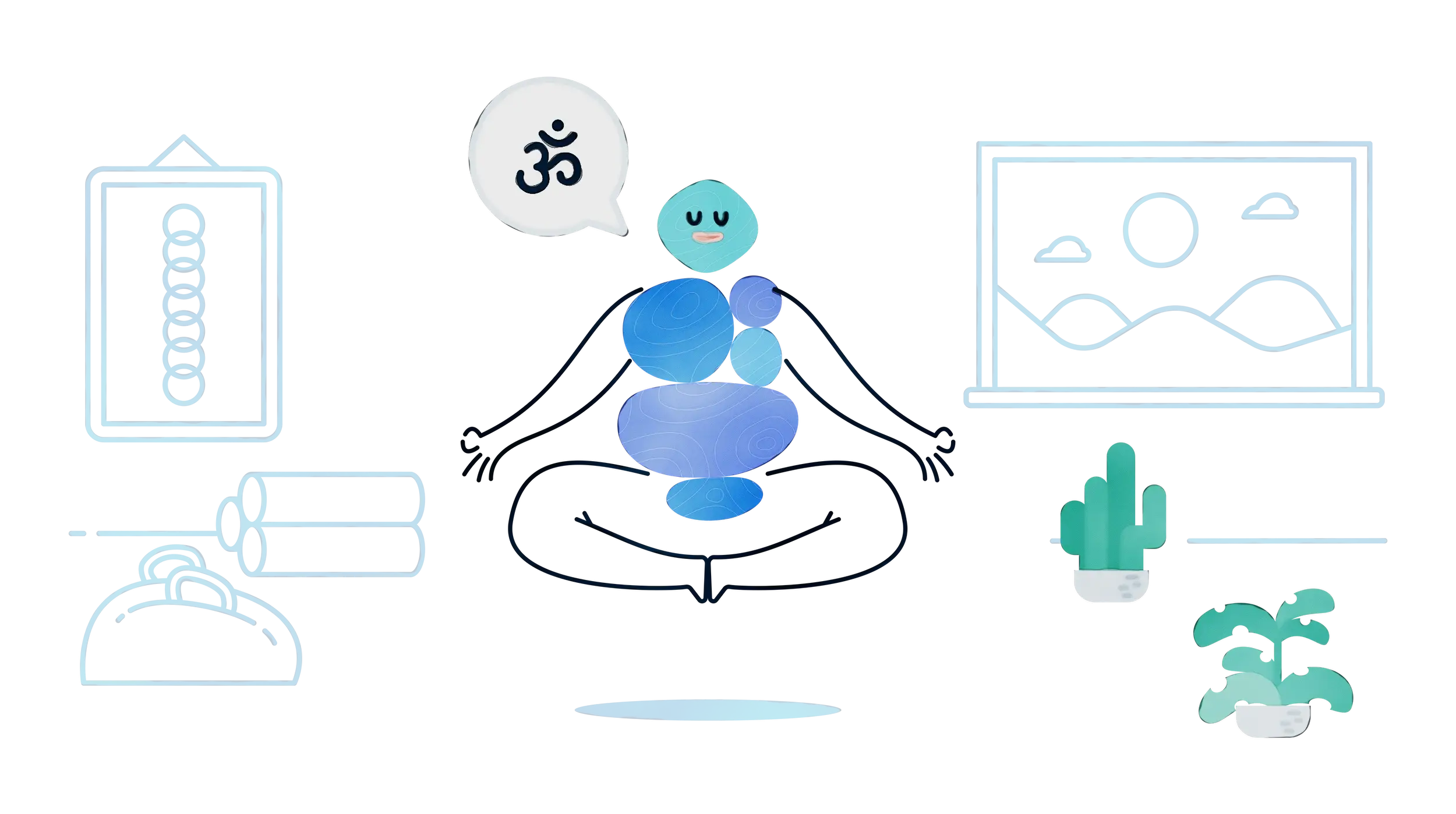Meditating Cartoon Character Illustration