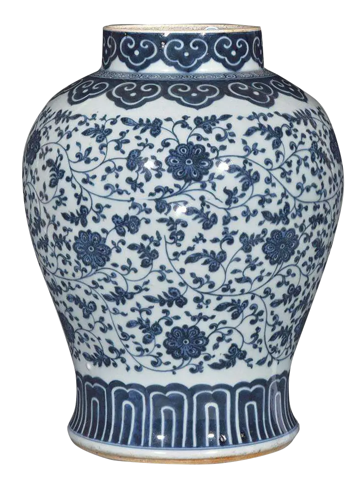 Blue and White Floral Porcelain Vase