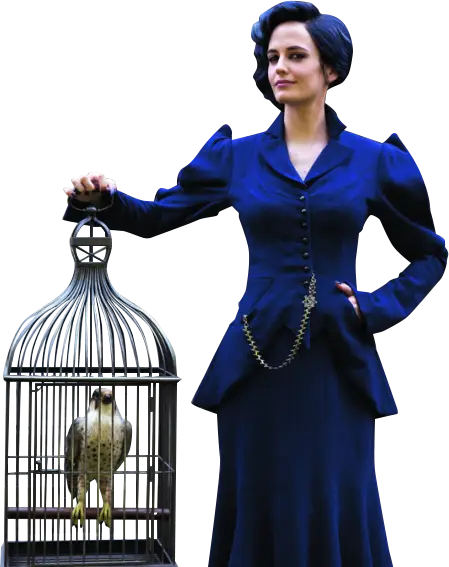 Woman in Blue Dress with Birdcage