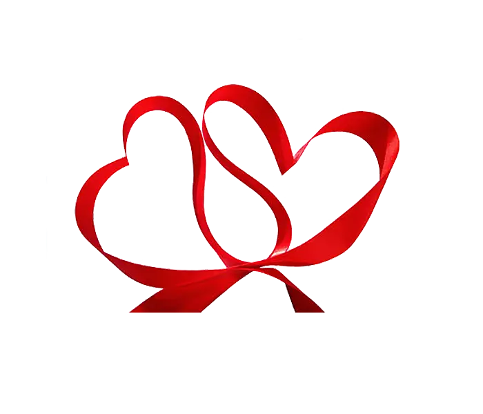 Double Heart Red Ribbon for Valentine&#039;s Day