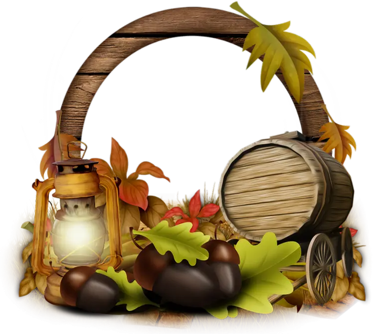 Autumn Harvest Decoration with Lantern and Barrel
