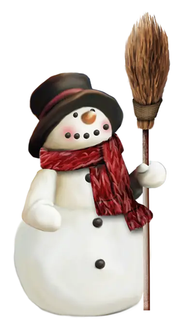 Snowman Holding a Broom in Winter Style