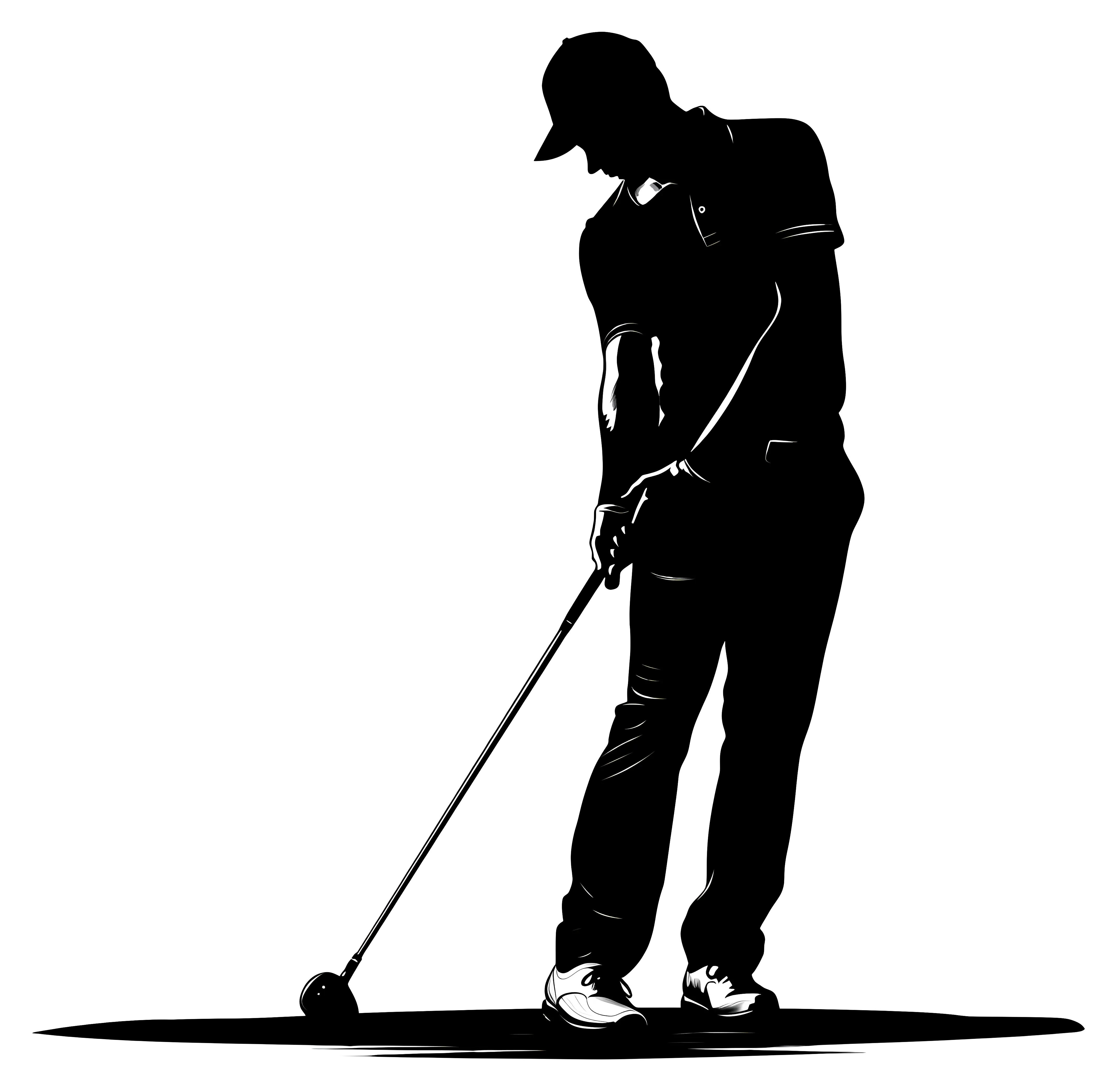 Silhouette of a Golfer Preparing to Swing