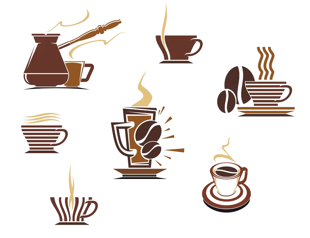 Steaming Coffee Cups and Mugs