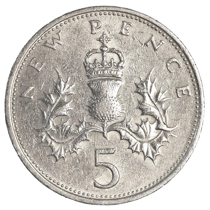 Five Pence Coin with Crown Symbol