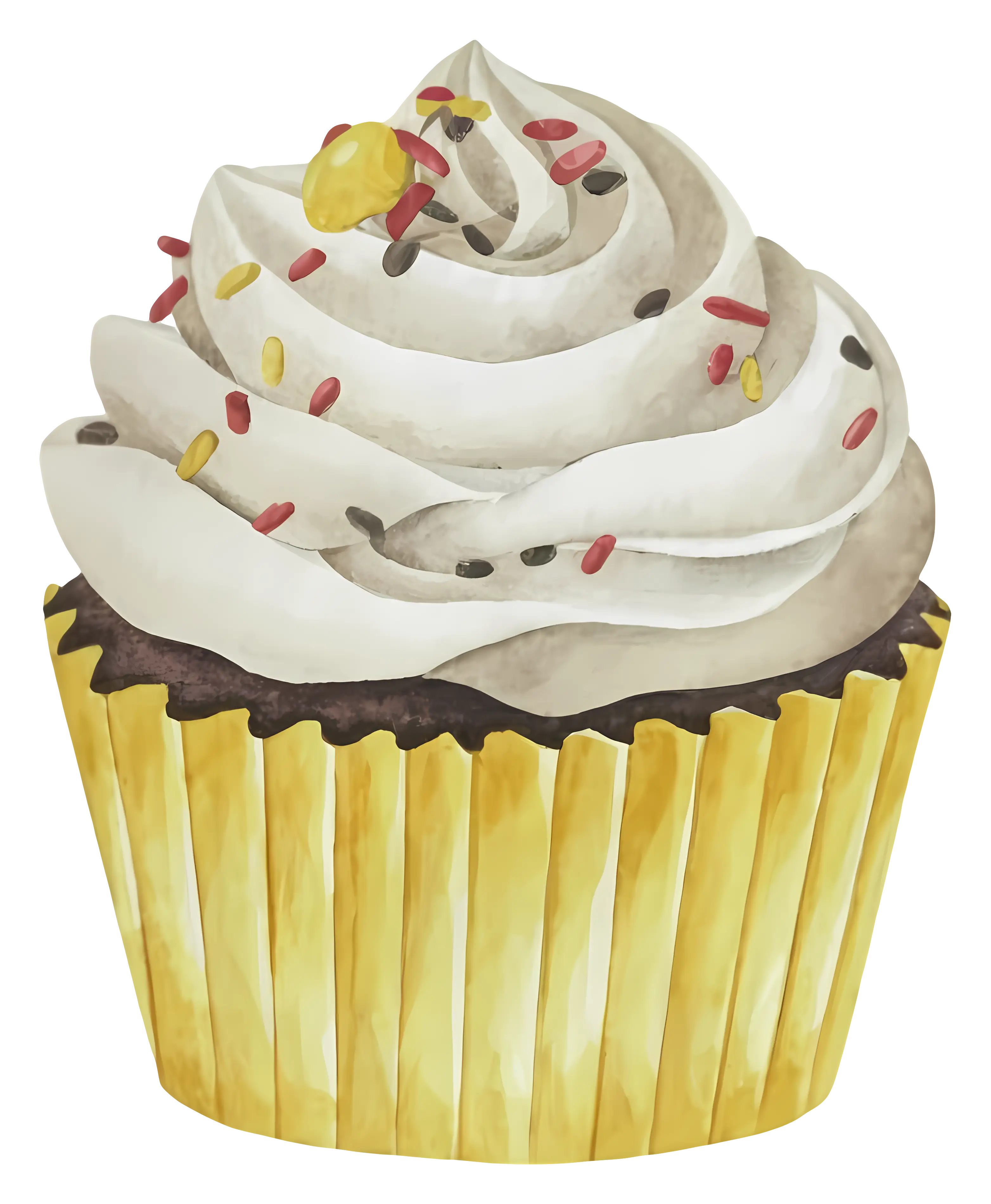 Cupcake with White Frosting and Sprinkles