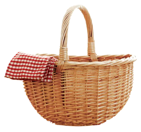 Traditional Wicker Picnic Basket with Red Napkin