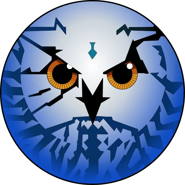 Owl Face with Blue Background and Orange Eyes