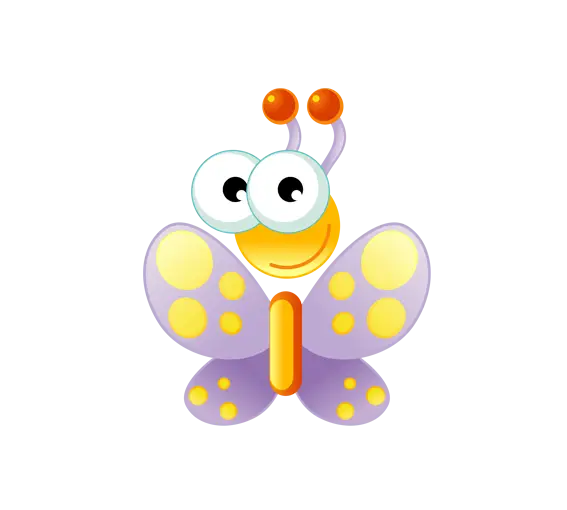 Cartoon Butterfly with Cute Purple Wings