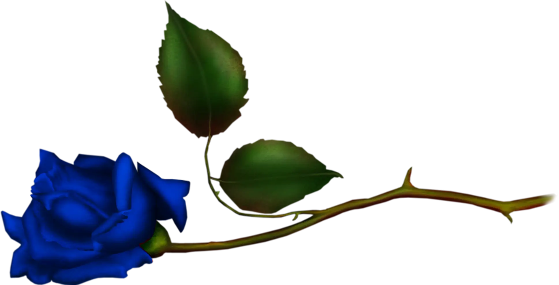 Blue Rose with Green Stem and Leaves