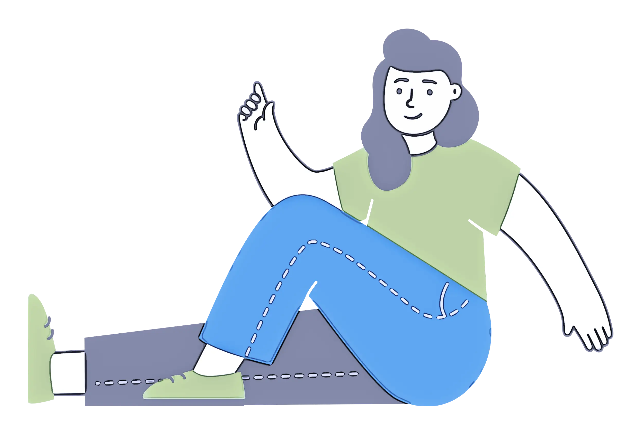 Casually Sitting Woman Illustration