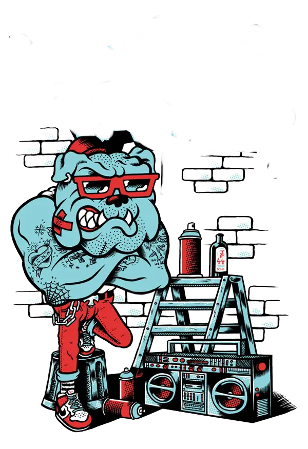 Cool Bulldog with Graffiti