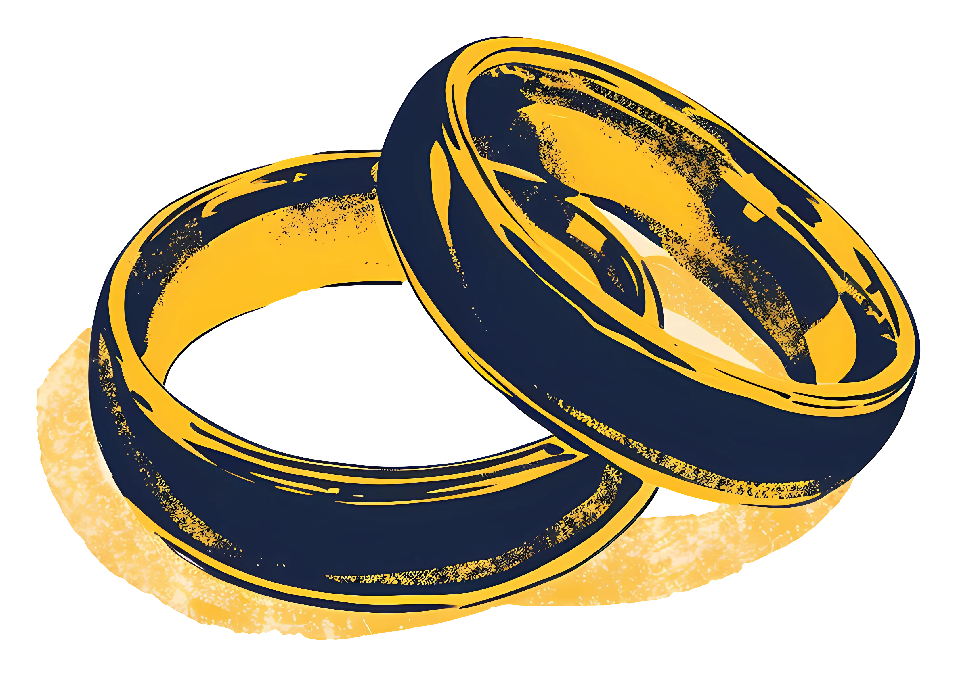 Gold and Black Wedding Rings in Modern Design