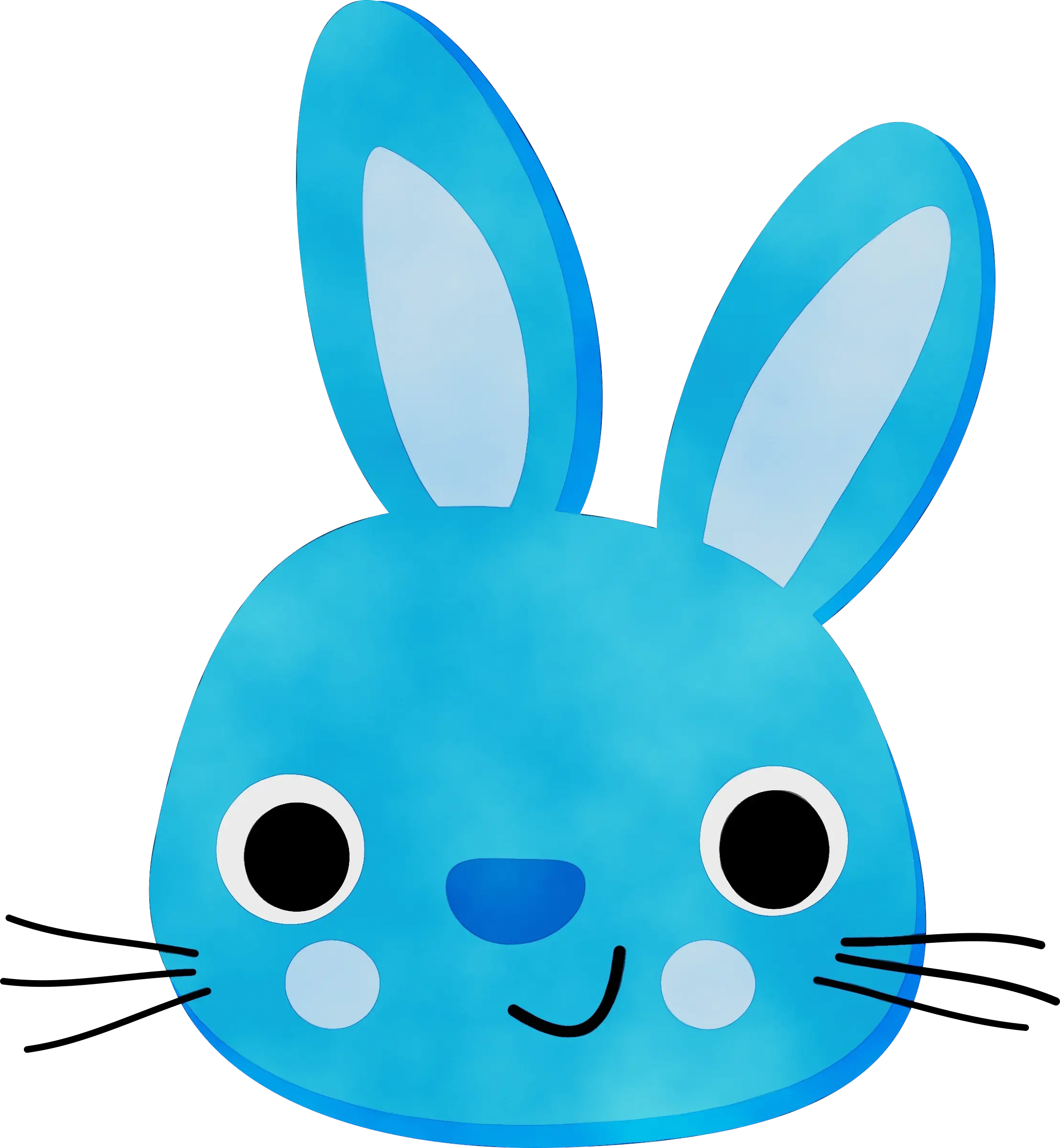 Blue Cartoon Bunny with Cute Expression