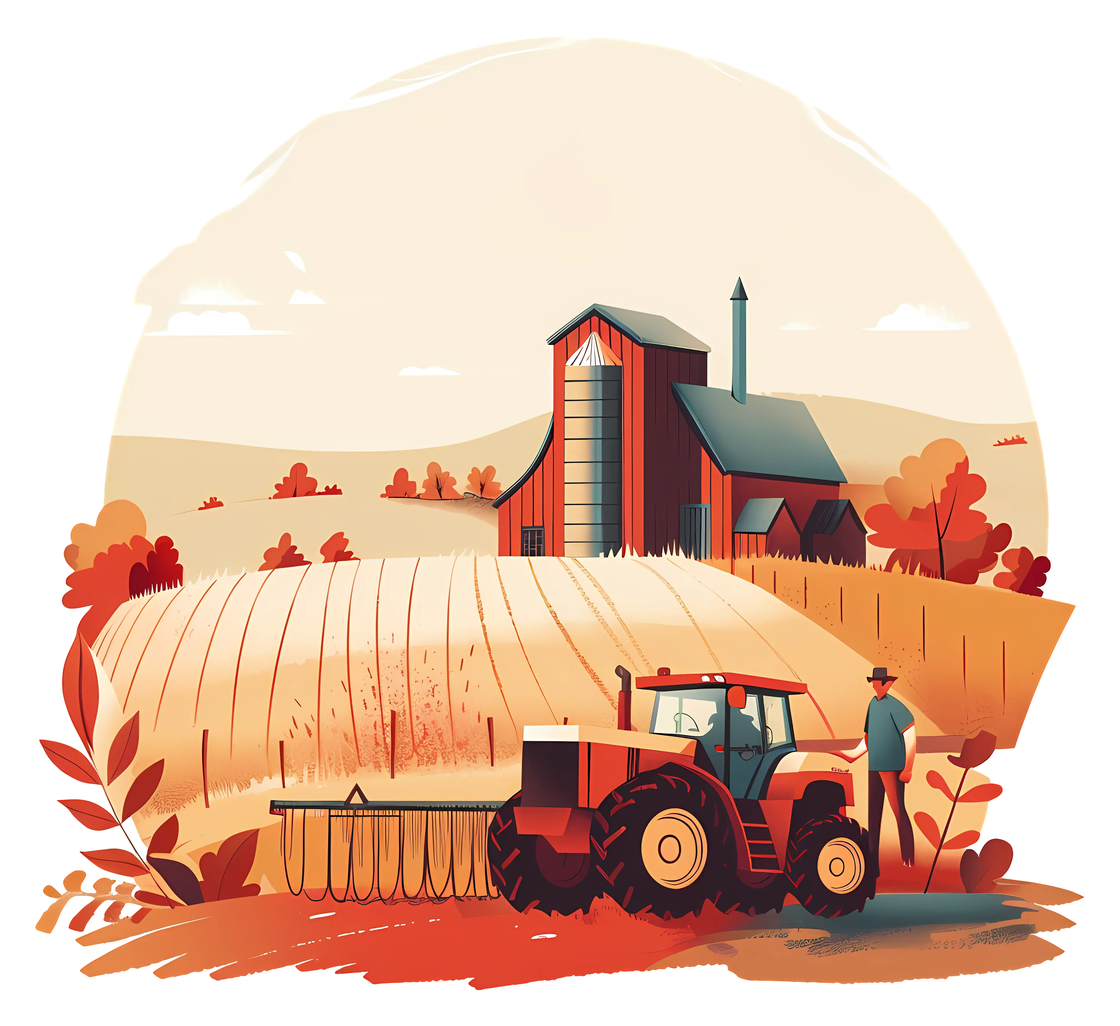 Farm Tractor in Field