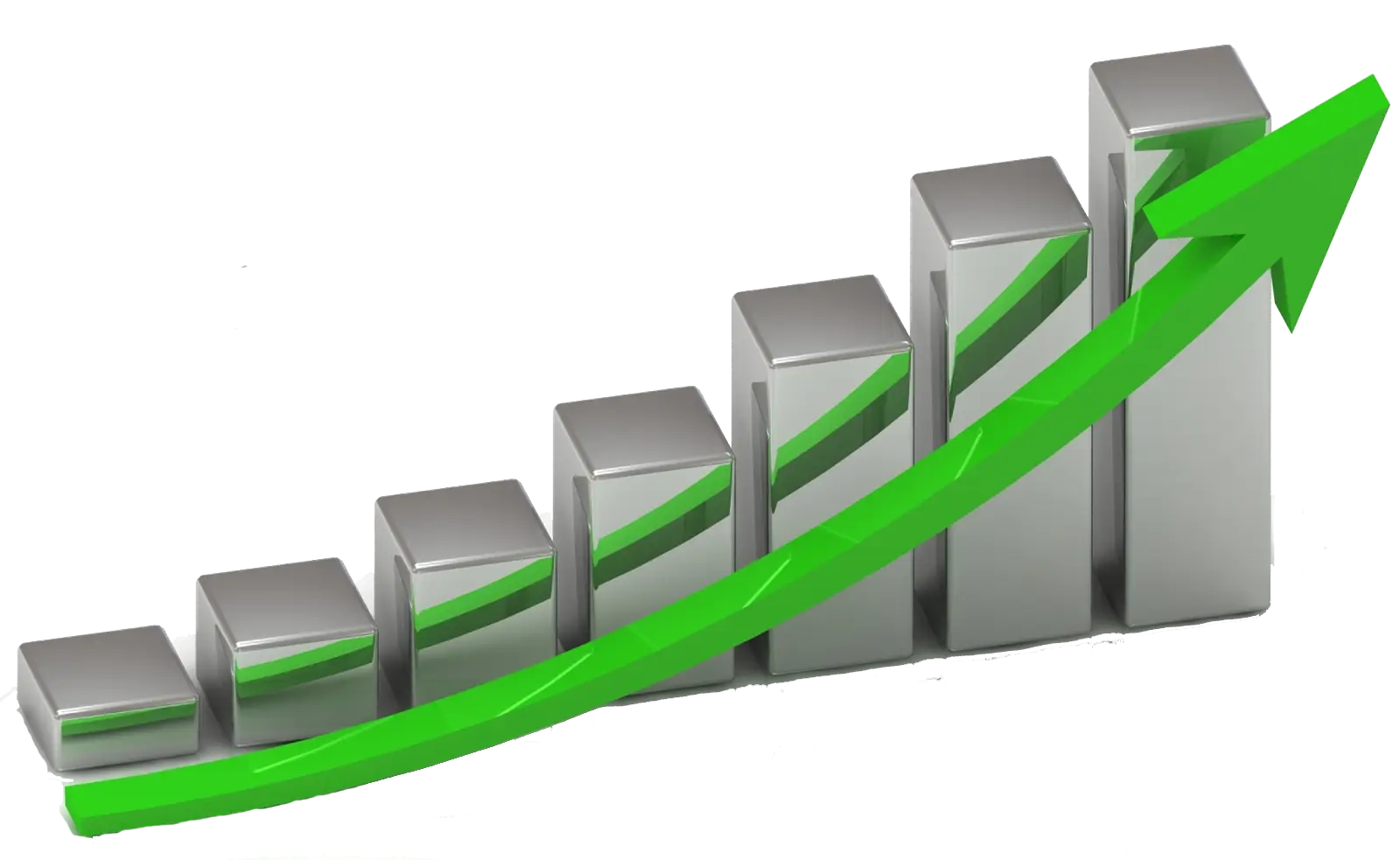 Green Arrow Upward on Bar Chart