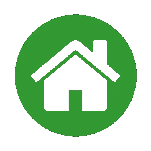 White Home Icon on Green Background