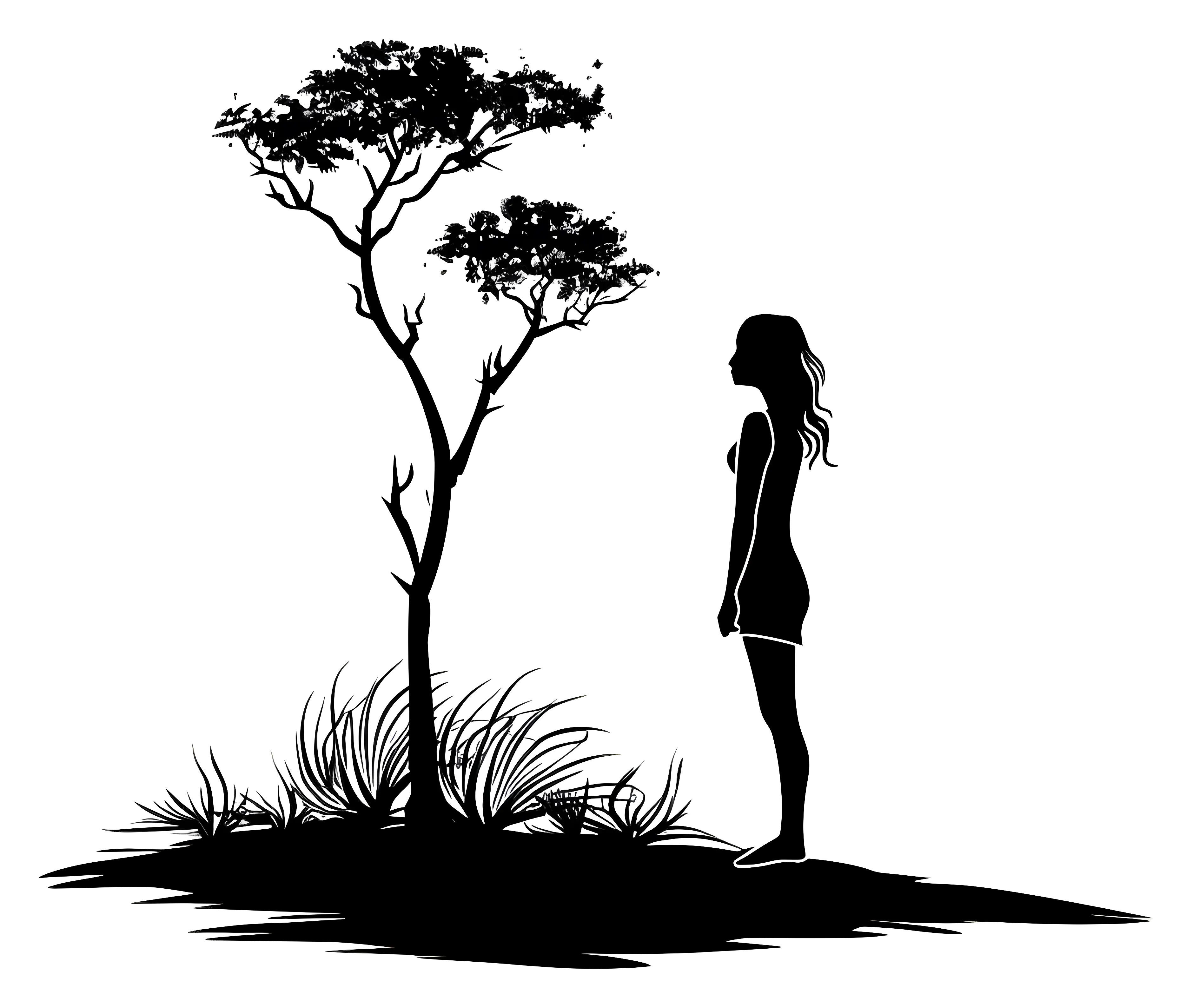 Silhouette of a Woman and Tree