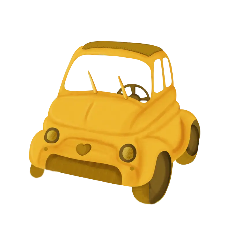 Yellow Cartoon Car Illustration