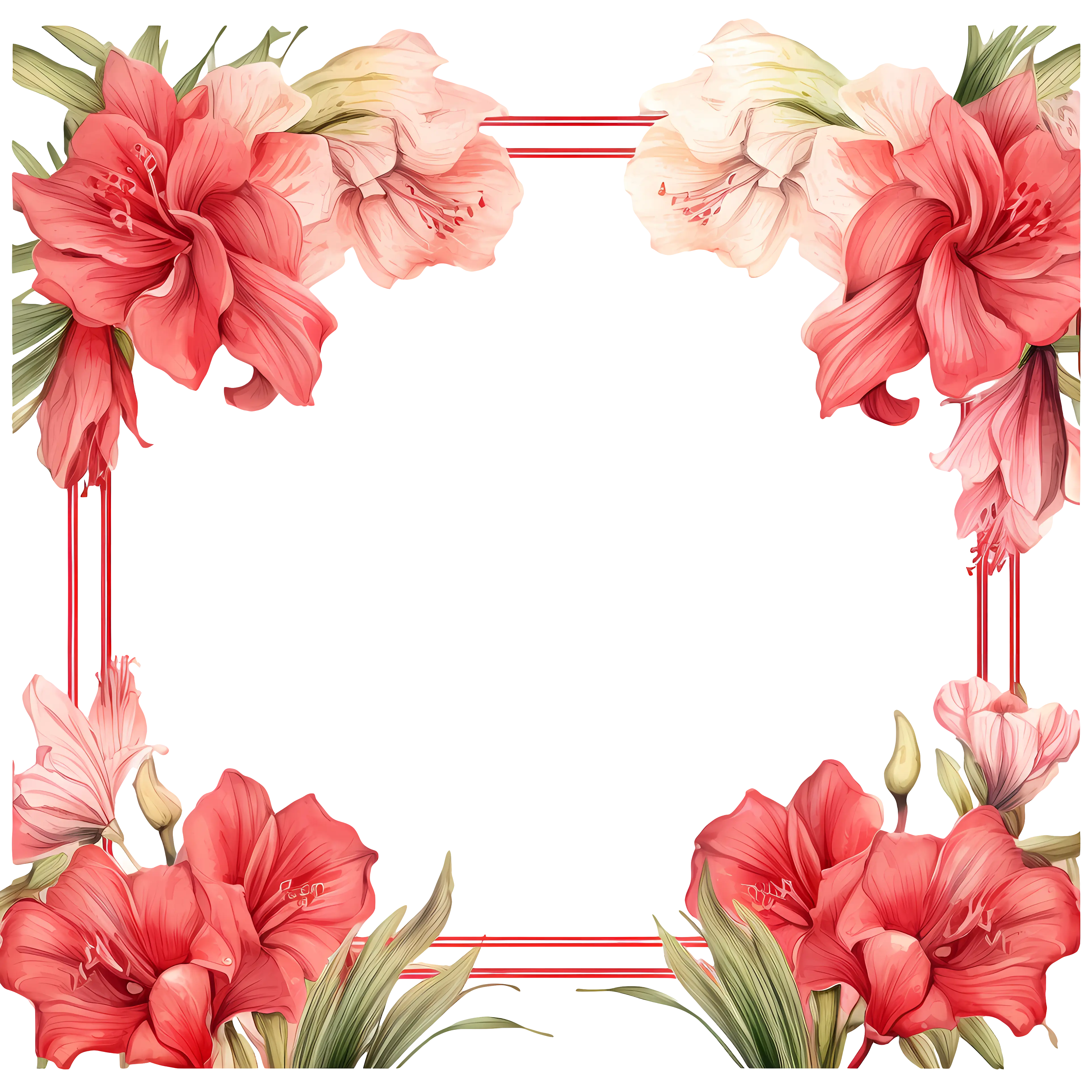 Red and White Floral Frame Design