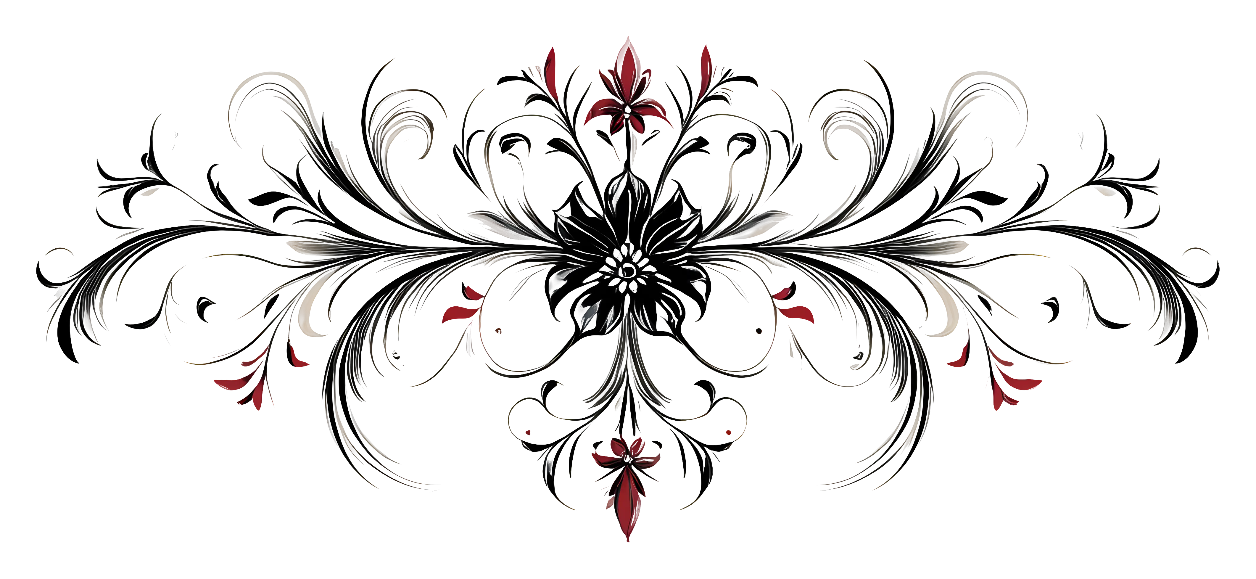 Black and Red Floral Decorative Ornament