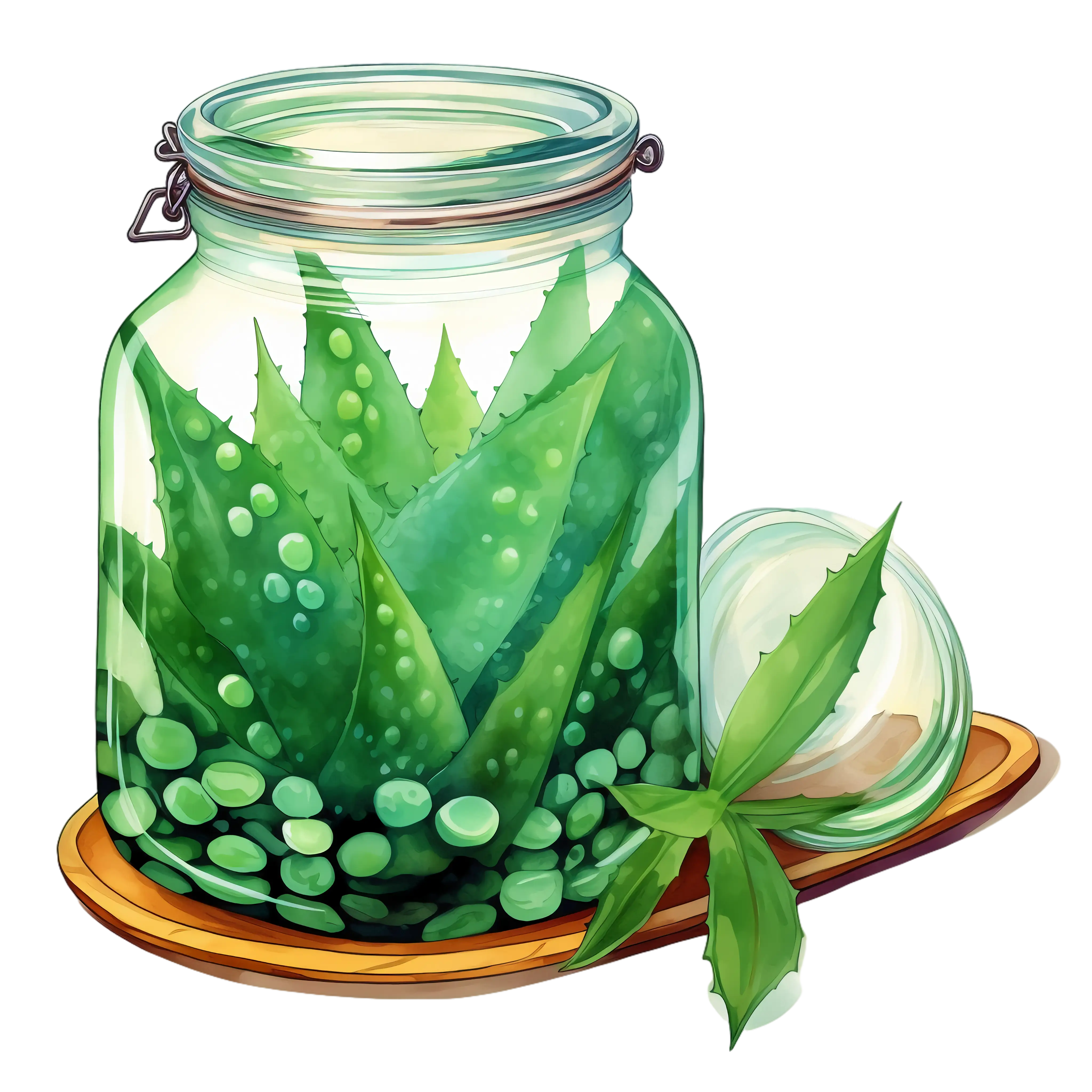 Aloe Vera Illustration in Glass Jar