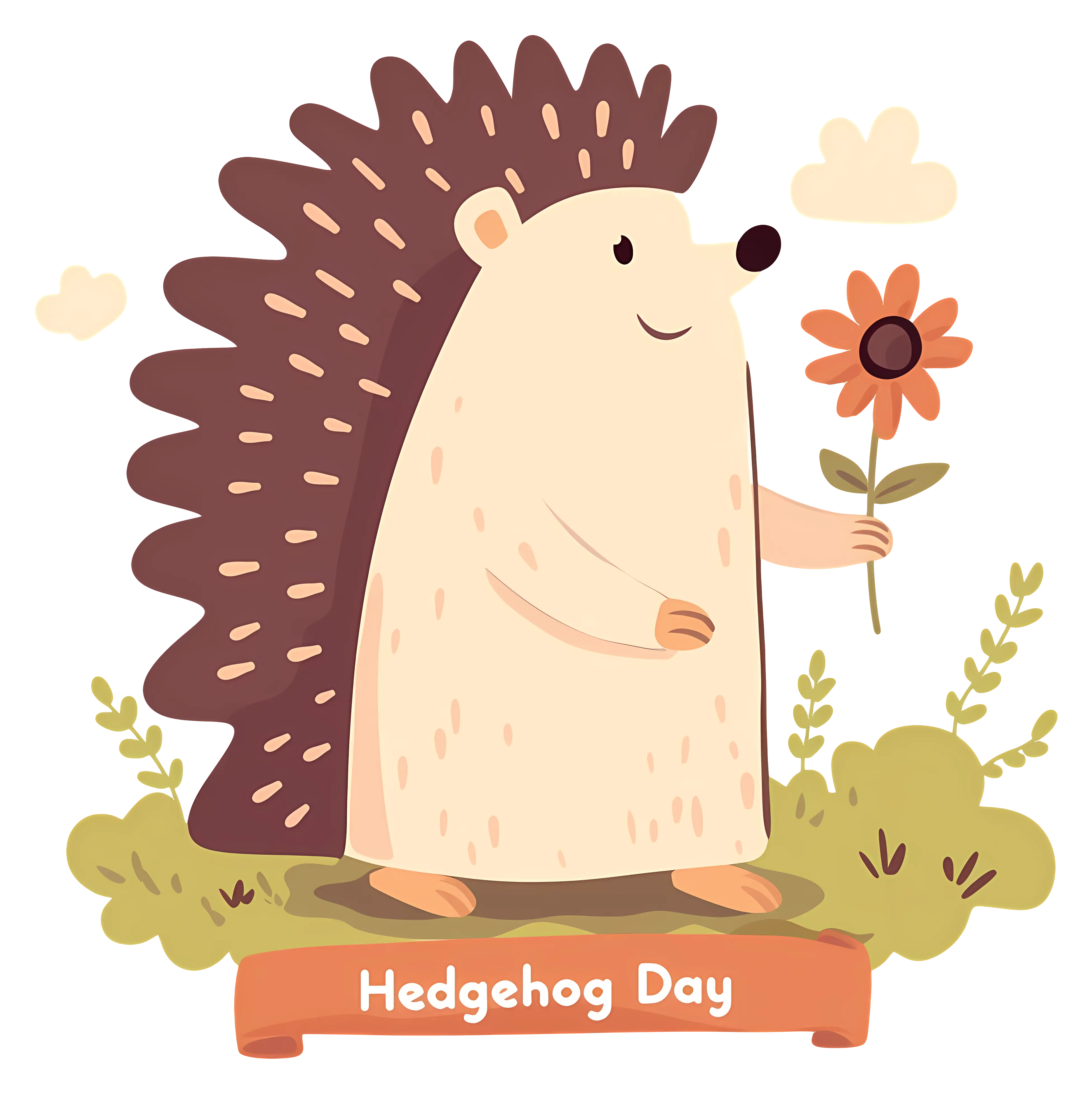 Hedgehog with Flower for Hedgehog Day