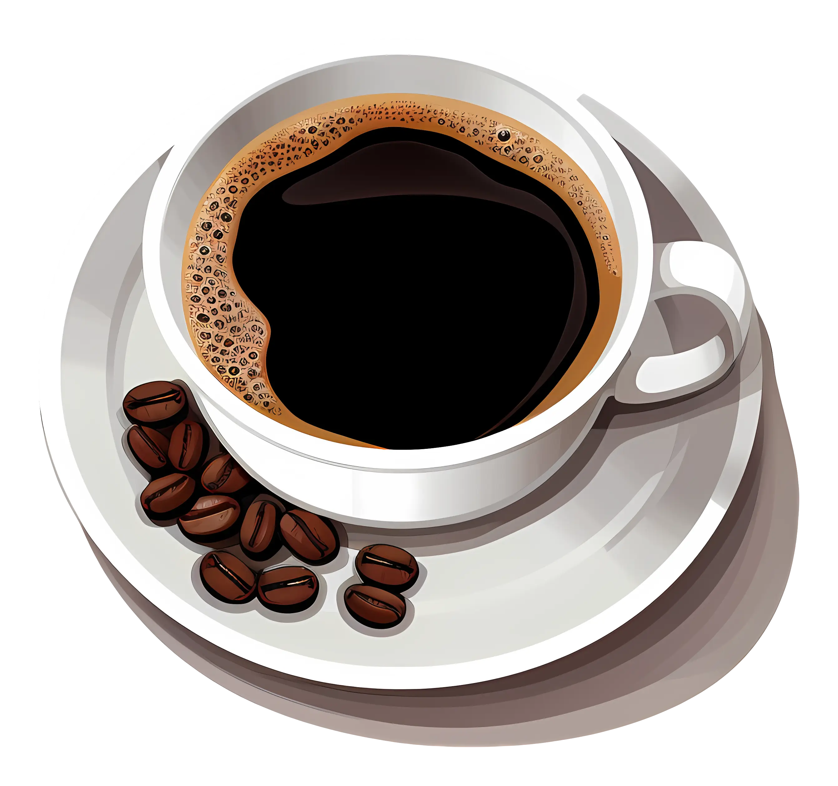 Cup of Black Coffee with Roasted Beans