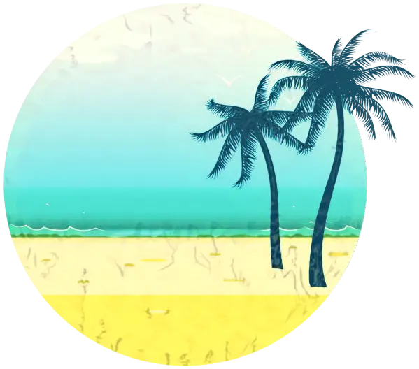 Tropical Beach with Palm Trees Illustration