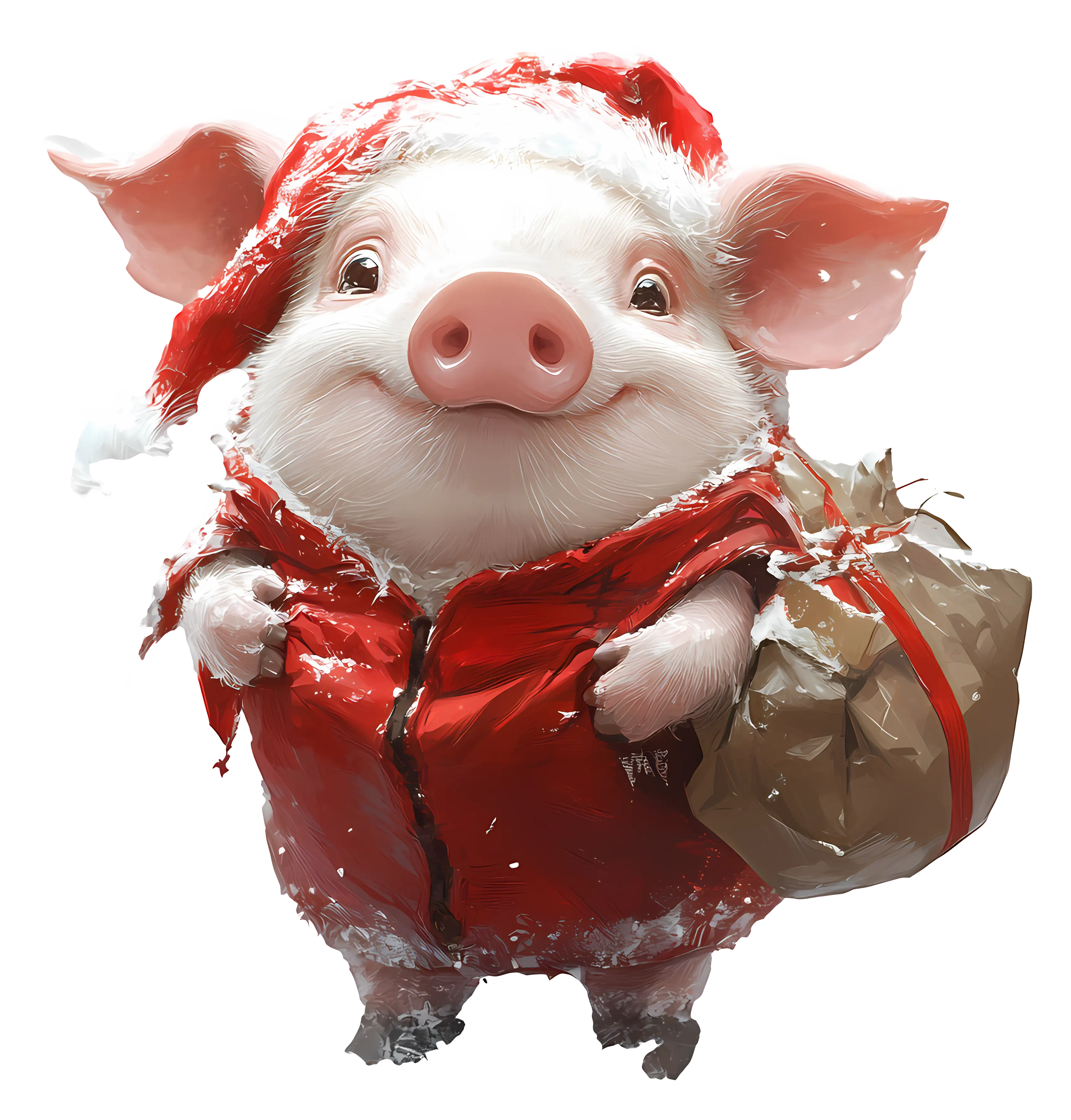 Pig with Santa Hat and Bag