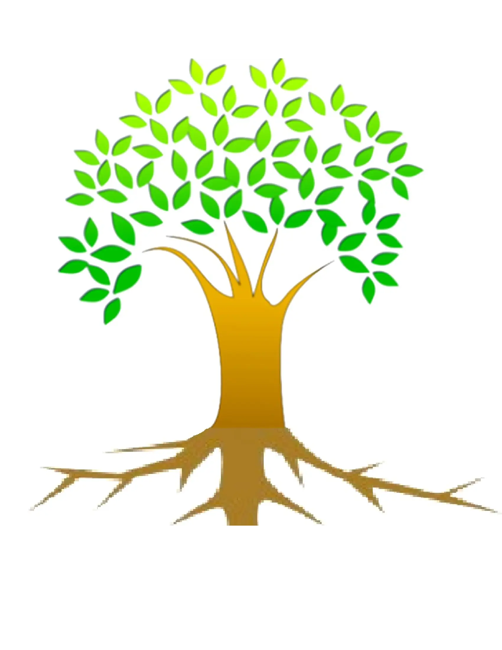 Tree Illustration with Roots and Leaves