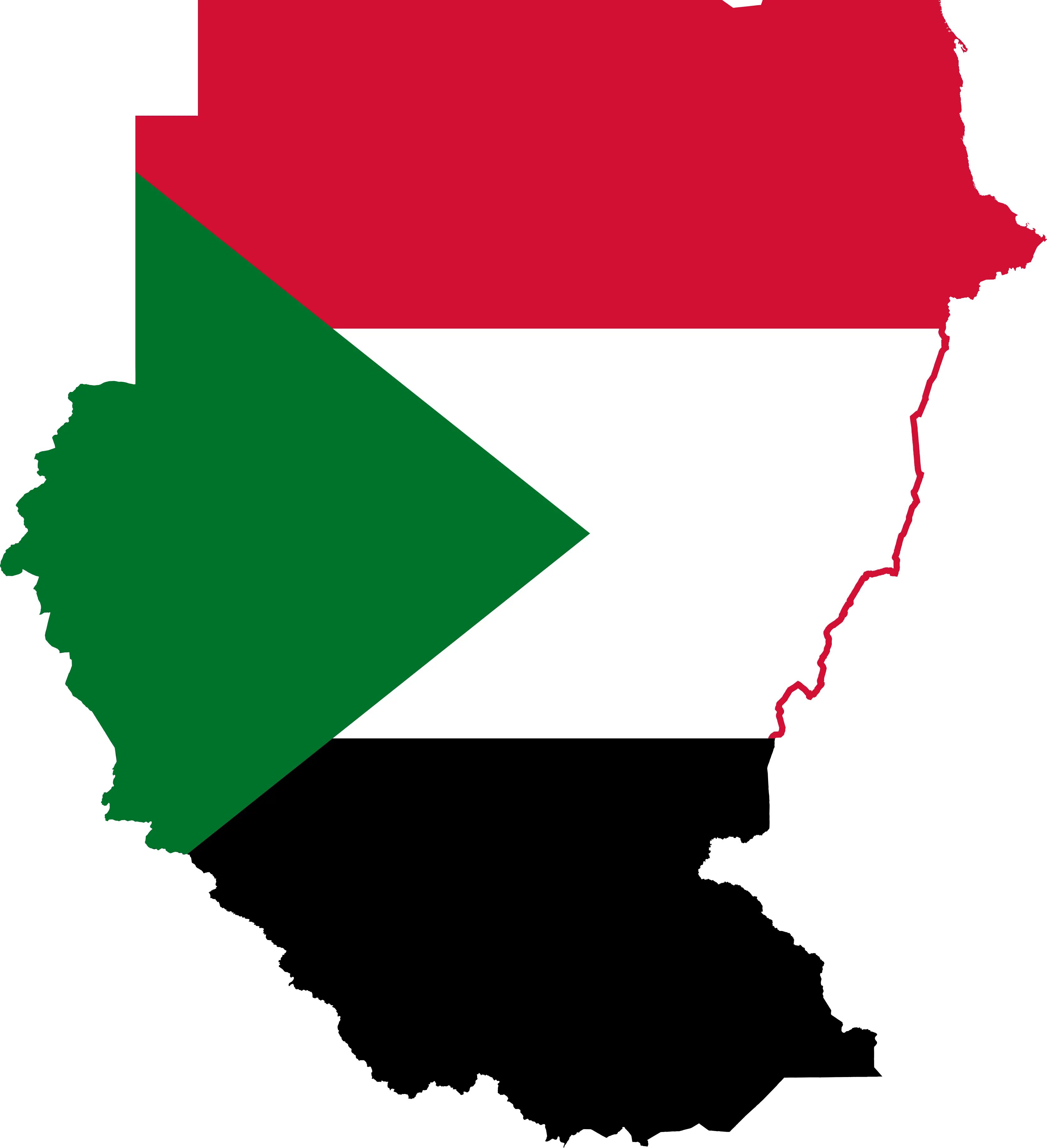 Sudan Map with National Flag Colors