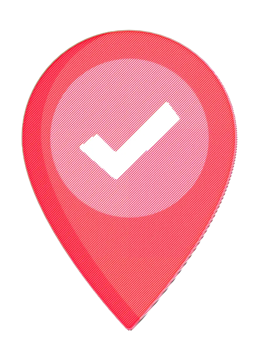 Red Location Pin with Check Mark